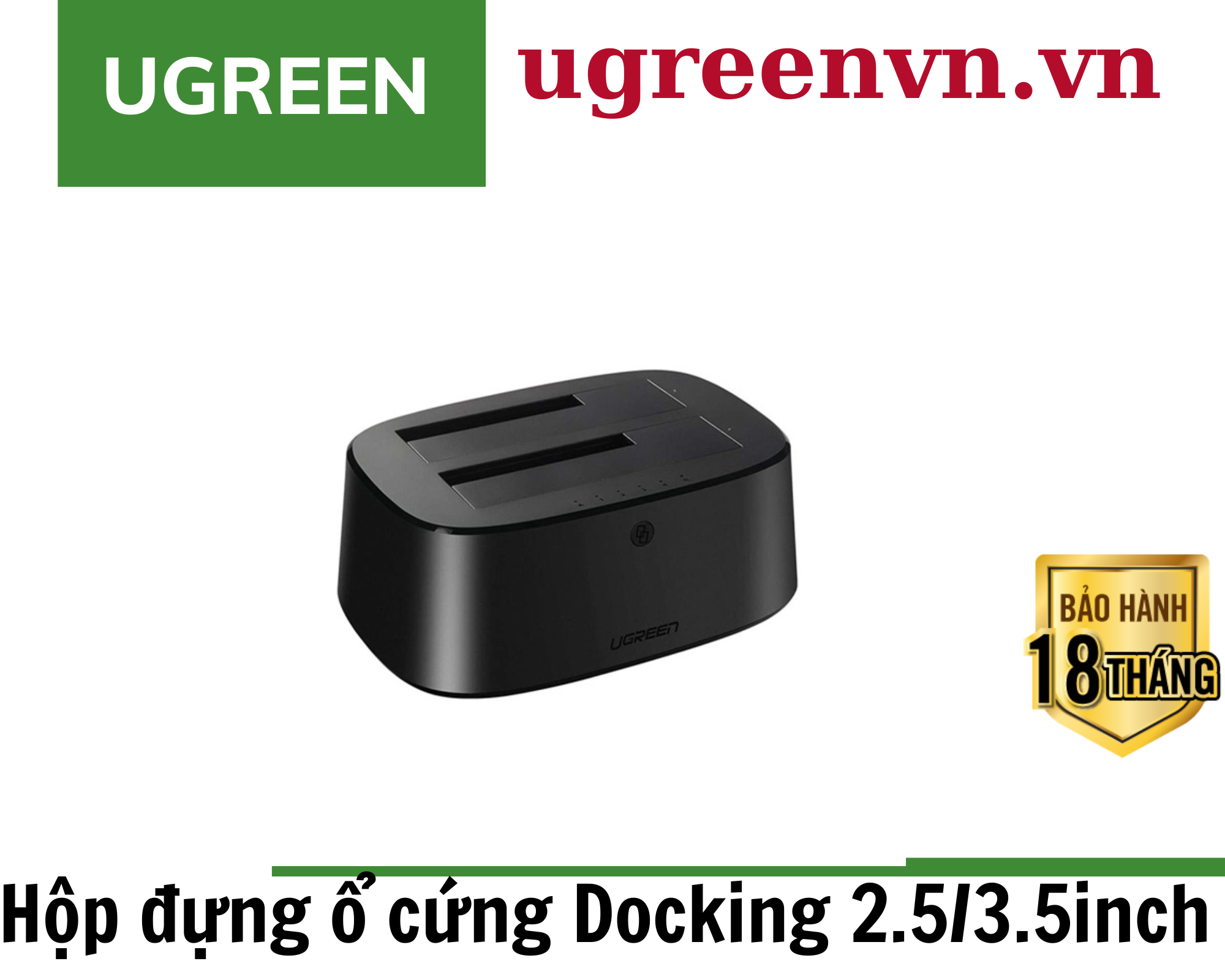 Hộp đựng ổ cứng Docking 2.5/3.5inch Sata/USB 3.0 hỗ trợ 12TB Ugreen 50857 cao cấp